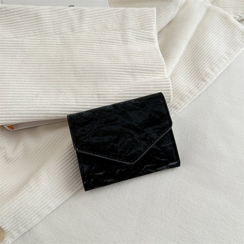 マーブル柄フラップ｜三つ折りミニ財布