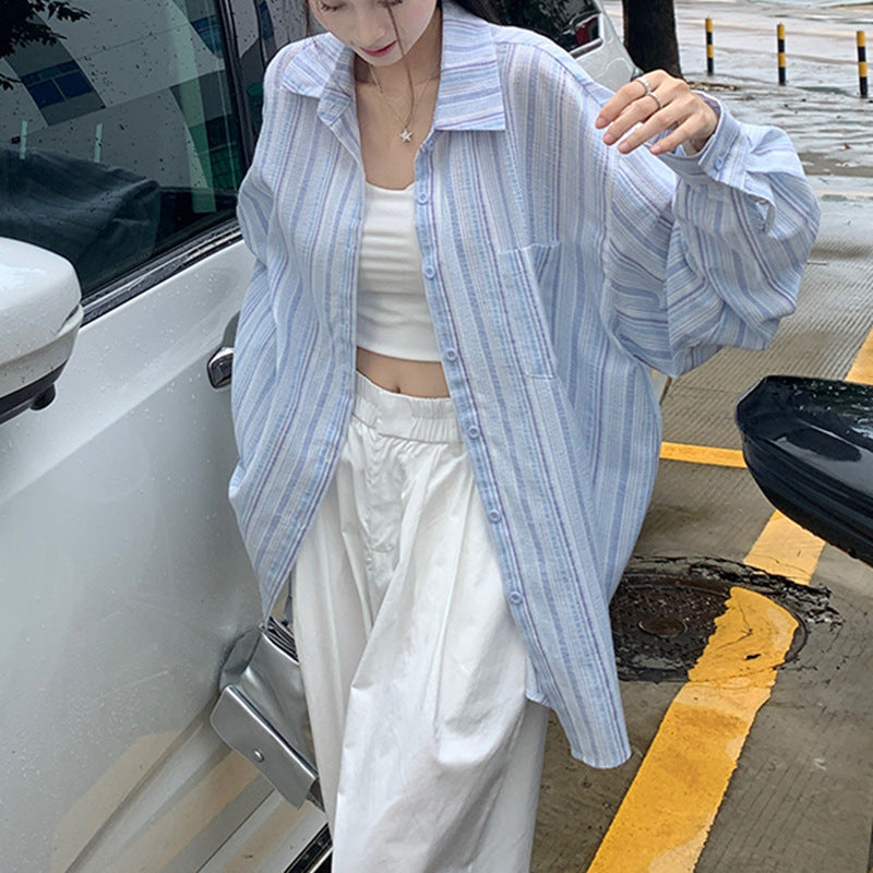 ストライプ柄｜ゆるシルエットオーバーシャツ