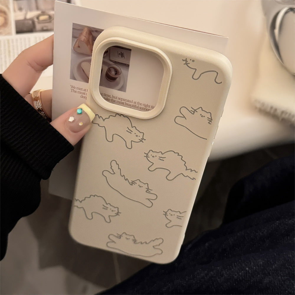 ゆるっとねこ柄｜ナチュラルベージュiPhoneケース