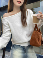 オフショルダー風｜ニットトップス