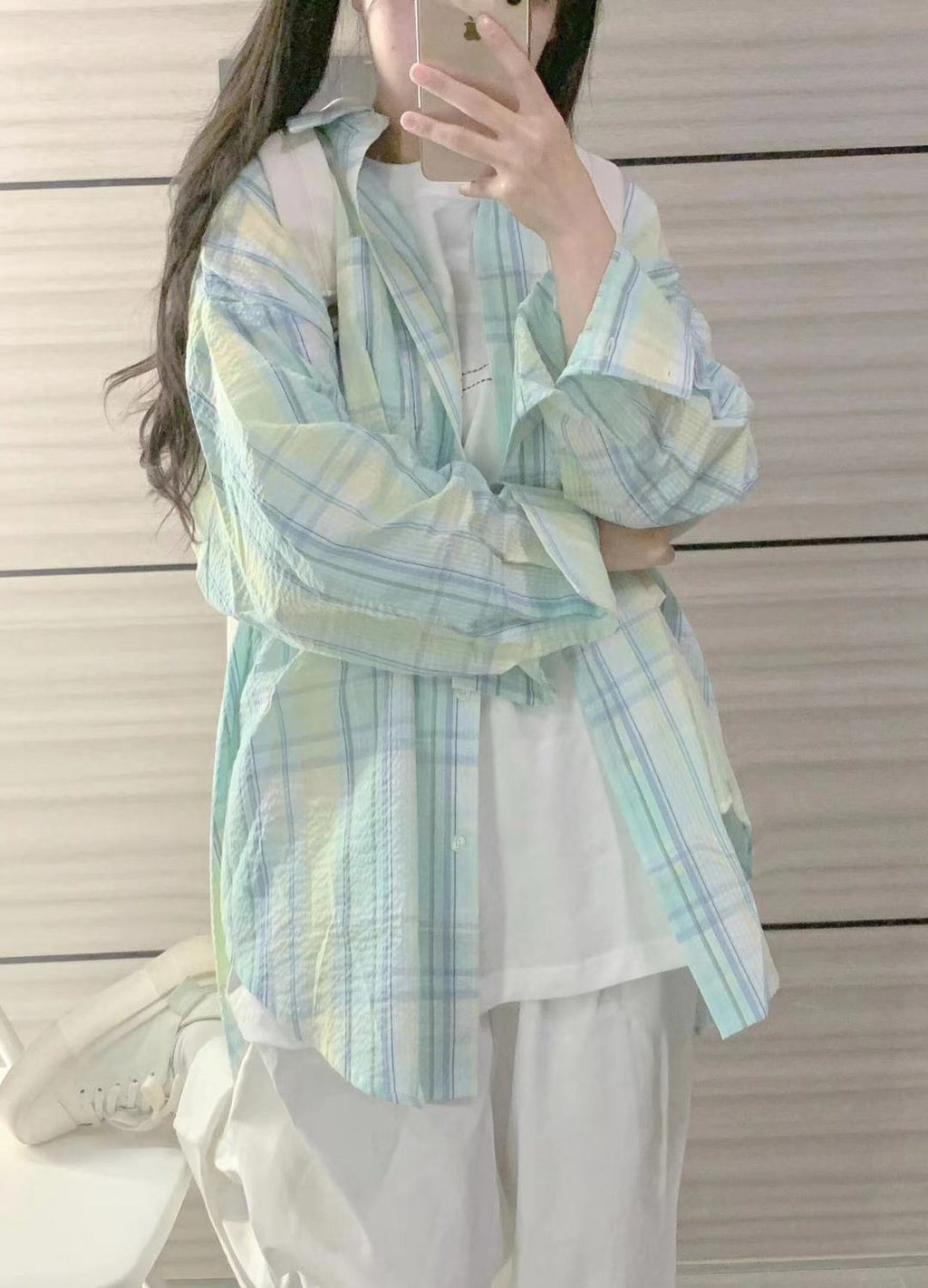 ミントチェック｜ゆるシルエットシャツ