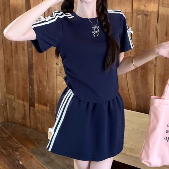 スポーティ×ガーリー｜リボンラインセットアップ