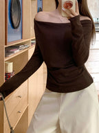 ドレープネックロングスリーブトップス