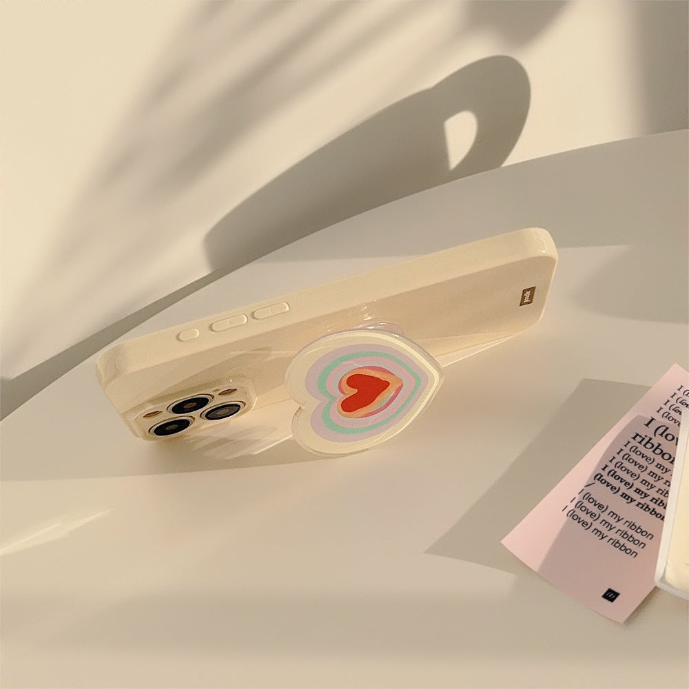 ハートスタンド付き｜クリームカラーiPhoneケース