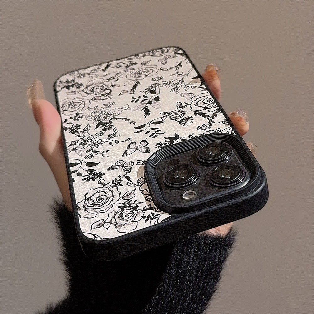 線画フラワー柄｜大人シックなiPhoneケース