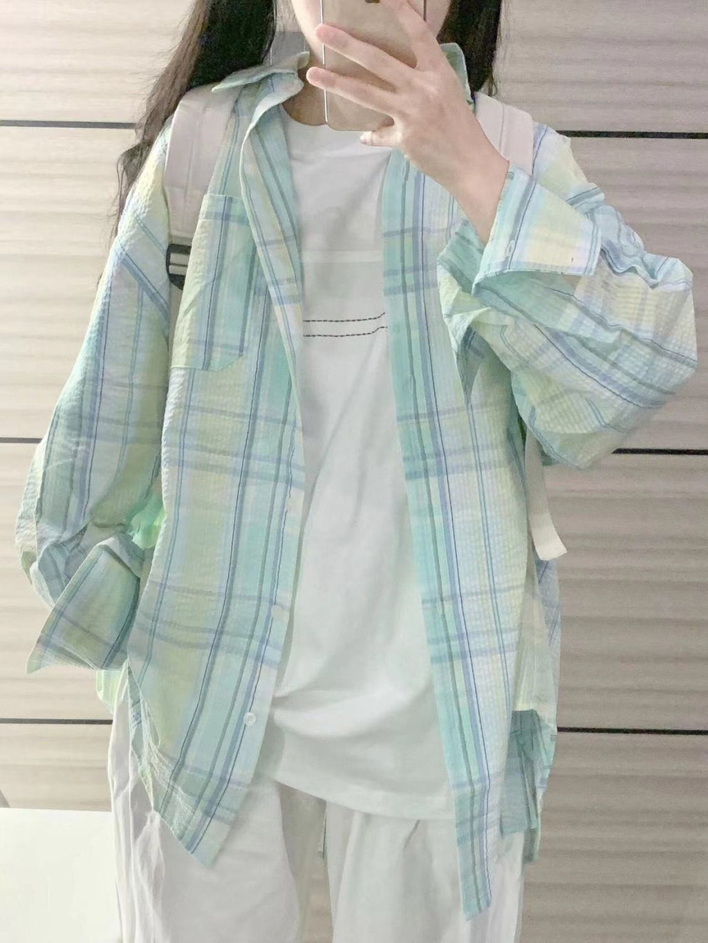 ミントチェック｜ゆるシルエットシャツ