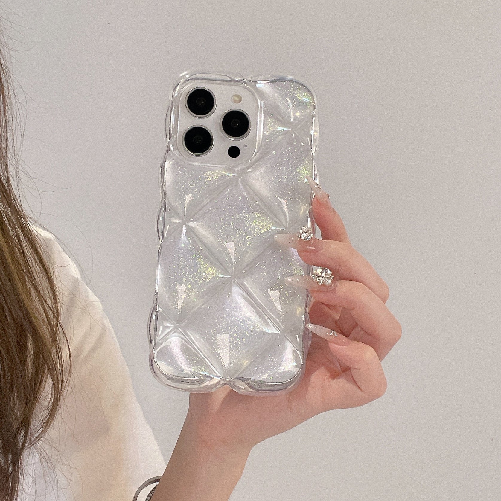 クリアキルティングラメiPhoneケース