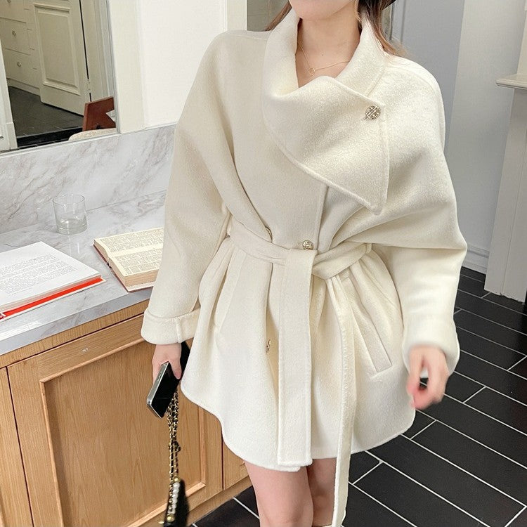 ゴールドボタンウールショートコート