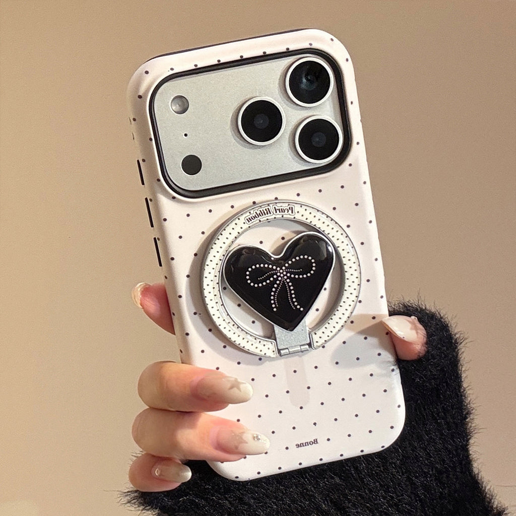ドットリボンハートスタンドiPhoneケース