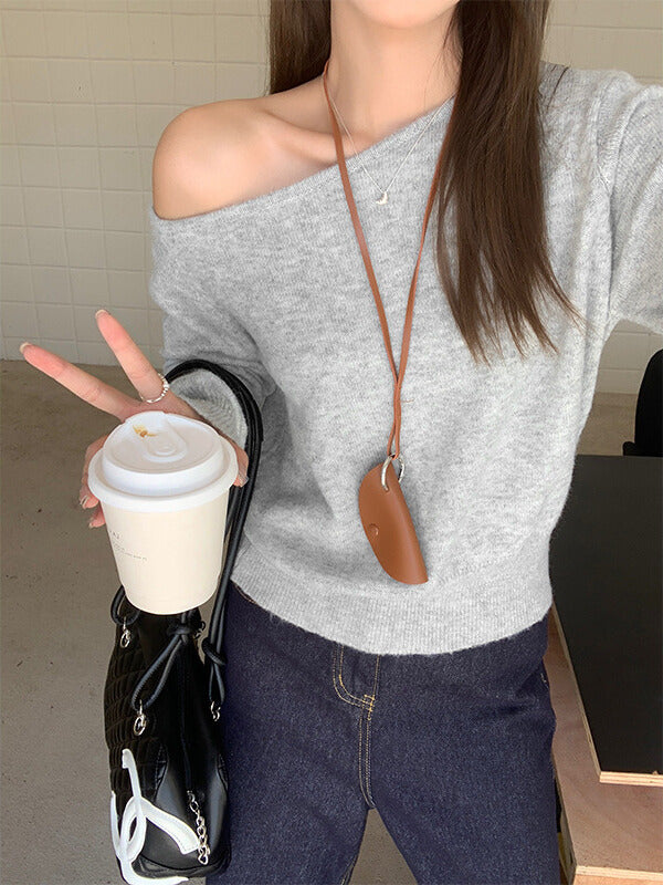 オフショルダー風｜ニットトップス