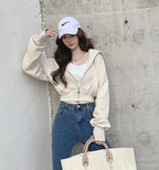 ベルベット裏地｜クロップド丈ジップアップパーカー