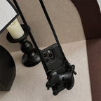 子犬チャーム付きショルダーiPhoneケース｜カード収納・ストラップ付き