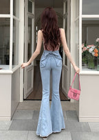 バックリボンフレアデニム