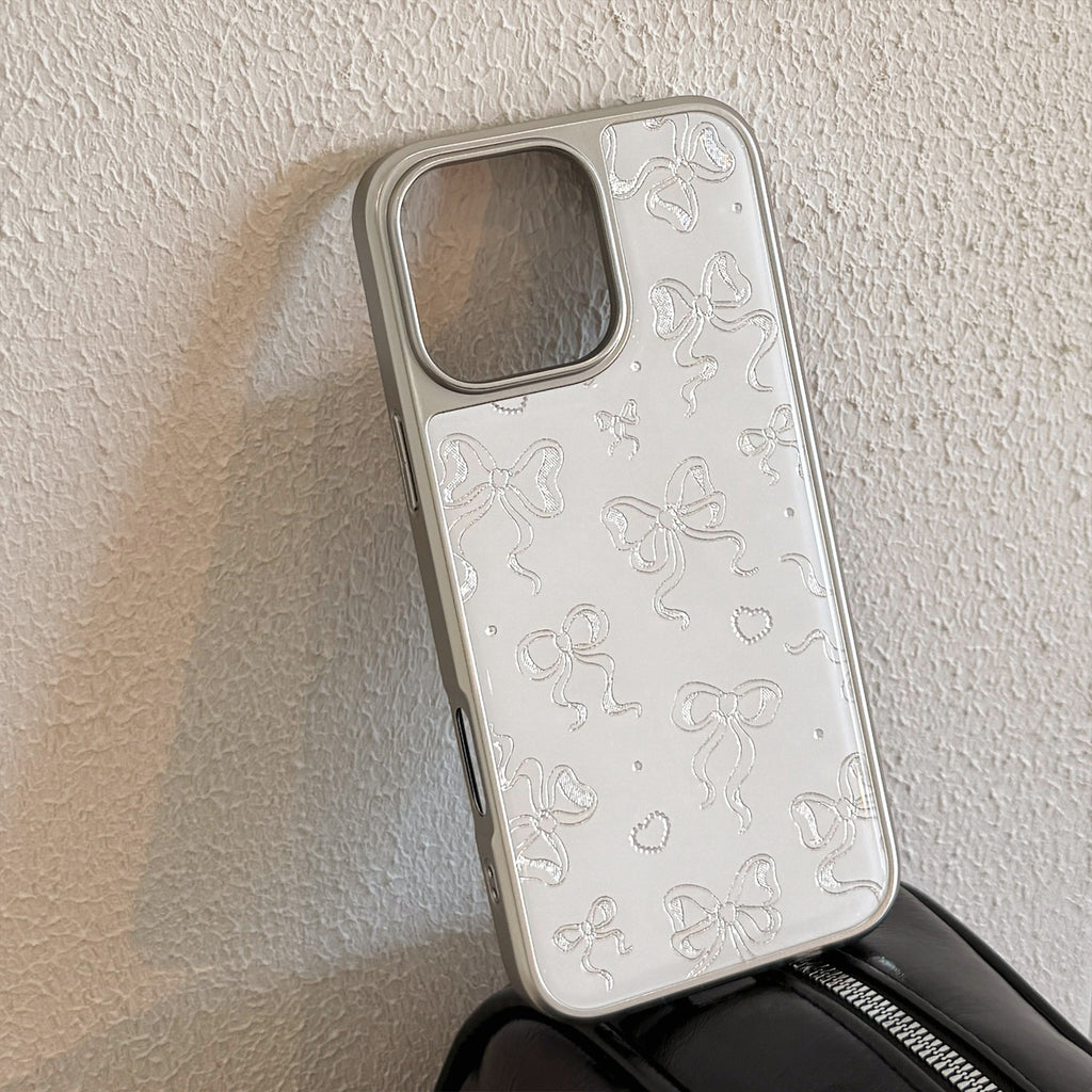 リボン柄クリア｜ホワイトデザインiPhoneケース