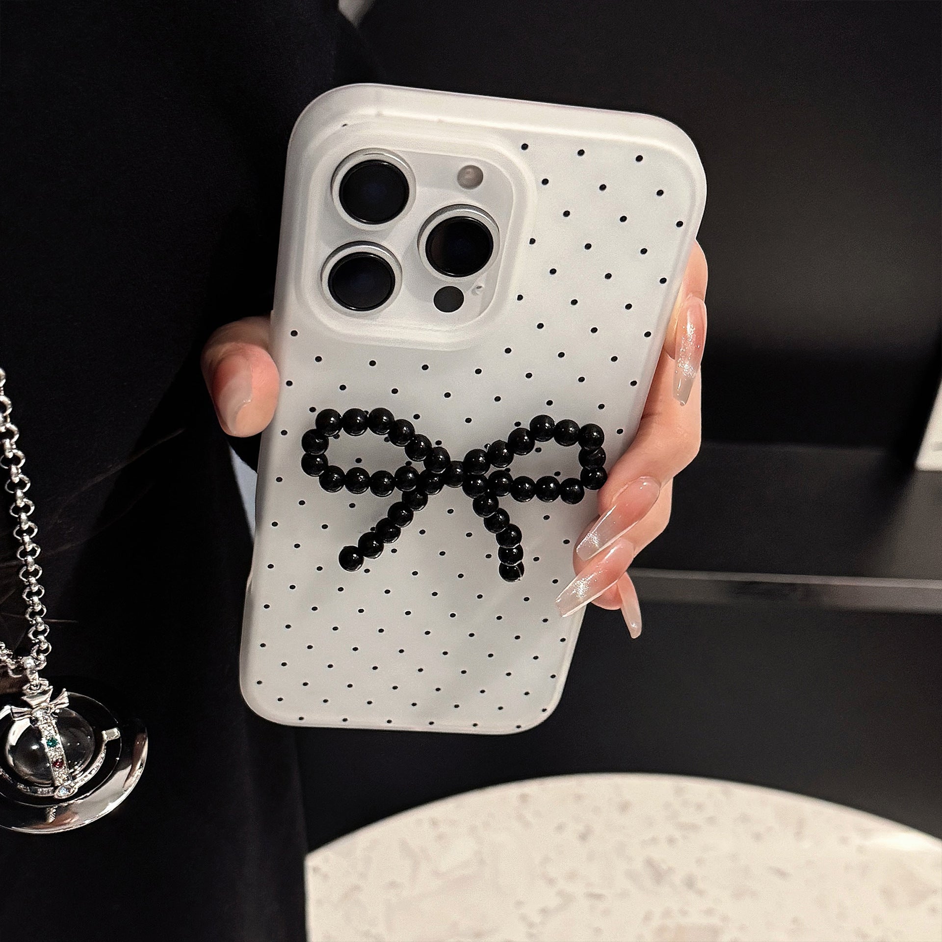 ドット×立体リボン｜TPU iPhoneケース
