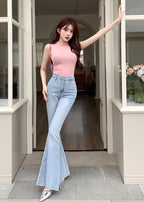 バックリボンフレアデニム