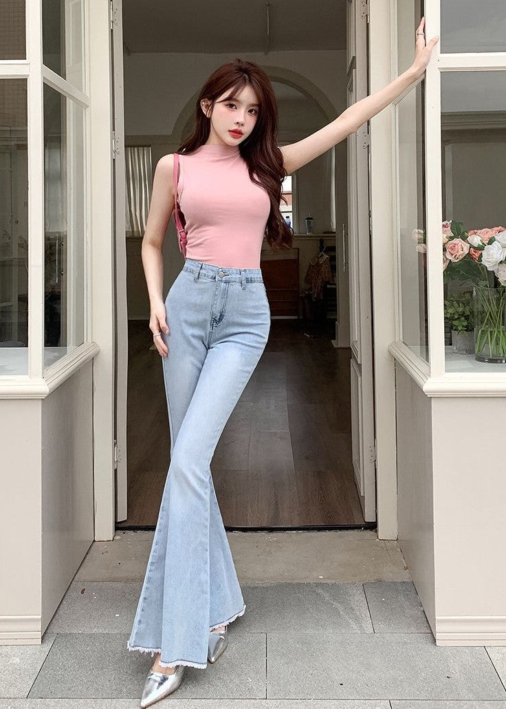 バックリボンフレアデニム