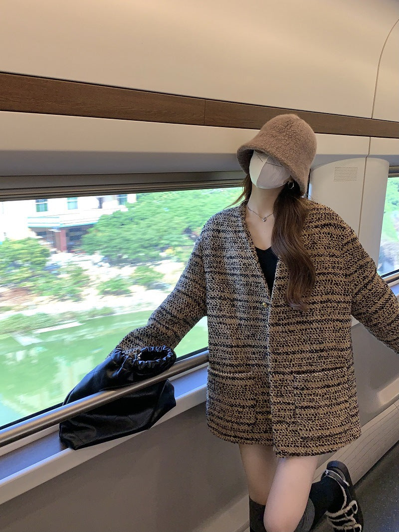 ツイードチェックオーバージャケット