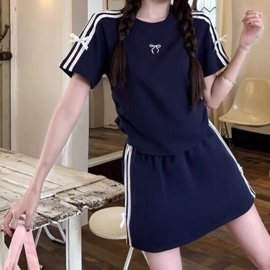 スポーティ×ガーリー｜リボンラインセットアップ