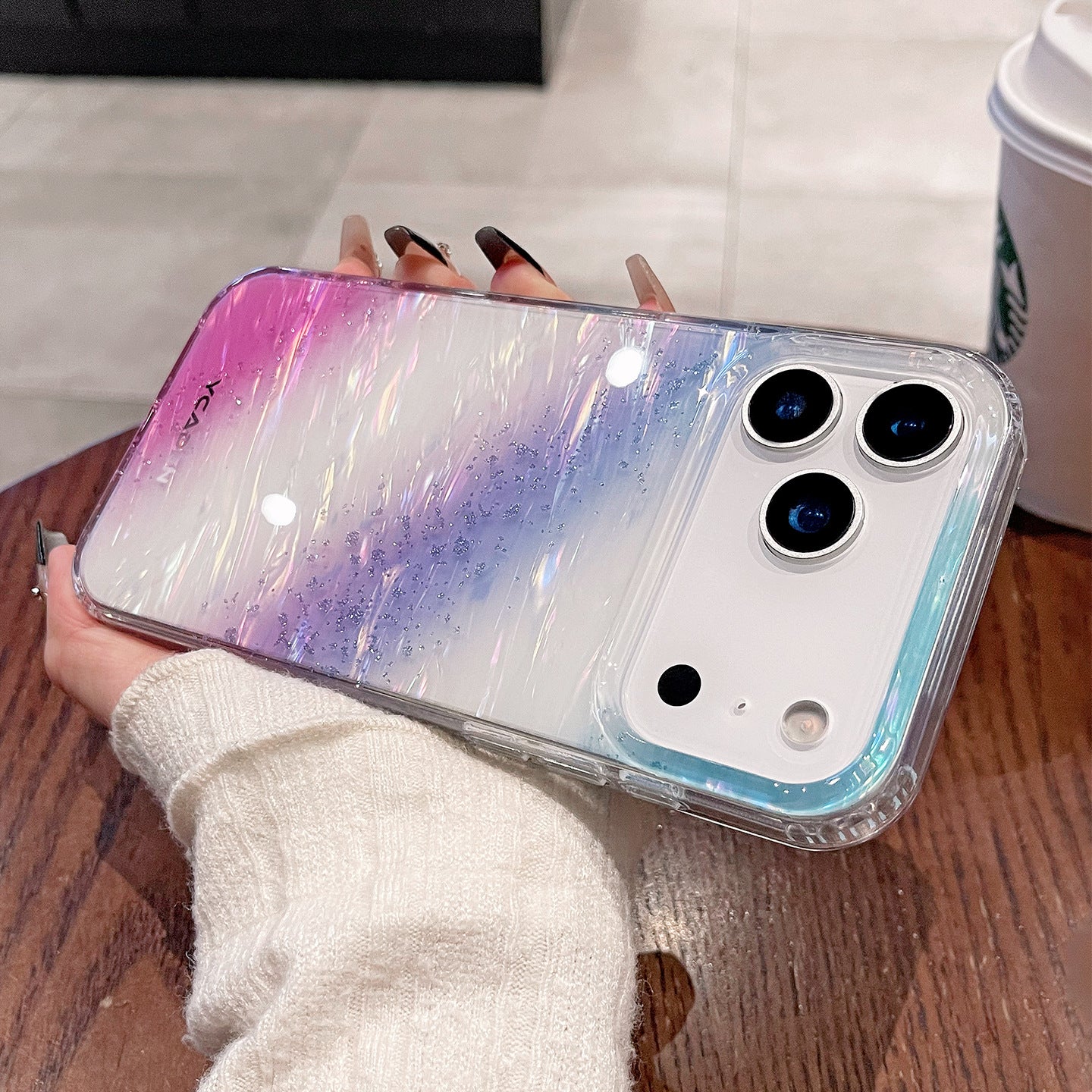 【iPhone17シリーズ対応】オーロラグラデーション｜クリアiPhoneケース