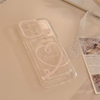 ハートリボン×クリアデザイン｜カード収納付きiPhoneケース