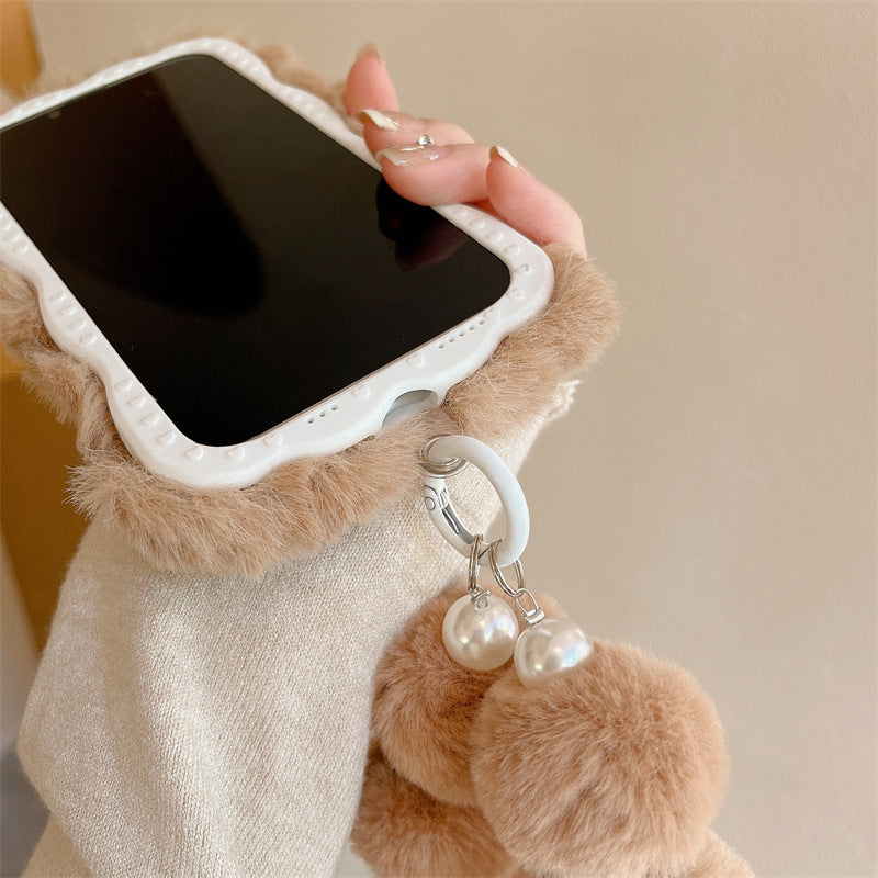 ファーパールチャームスタンドiPhoneケース