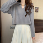 チェーン付きデザイン｜ゆったりニットトップス