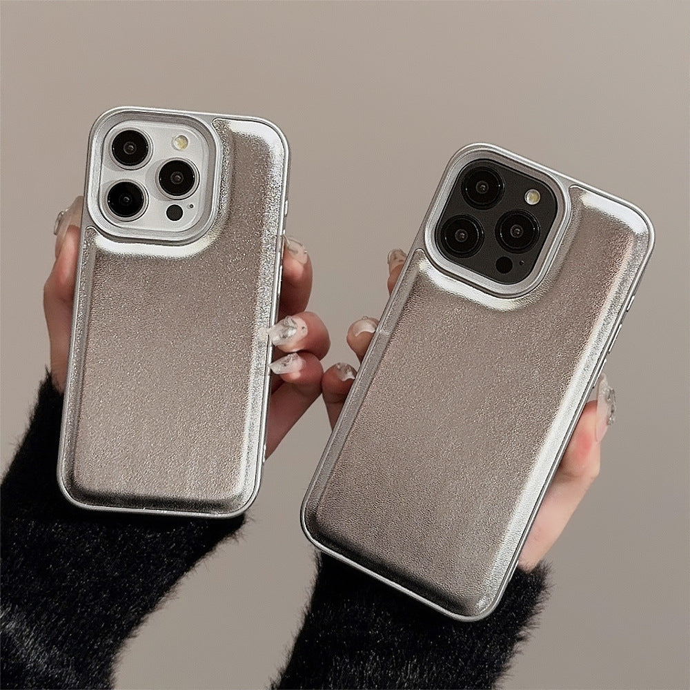 シルバーグロス｜レザー調iPhoneケース