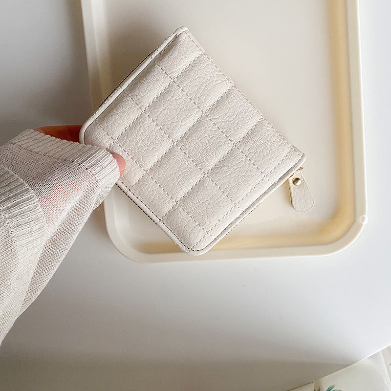 スクエアステッチ｜ジップ付き二つ折り財布