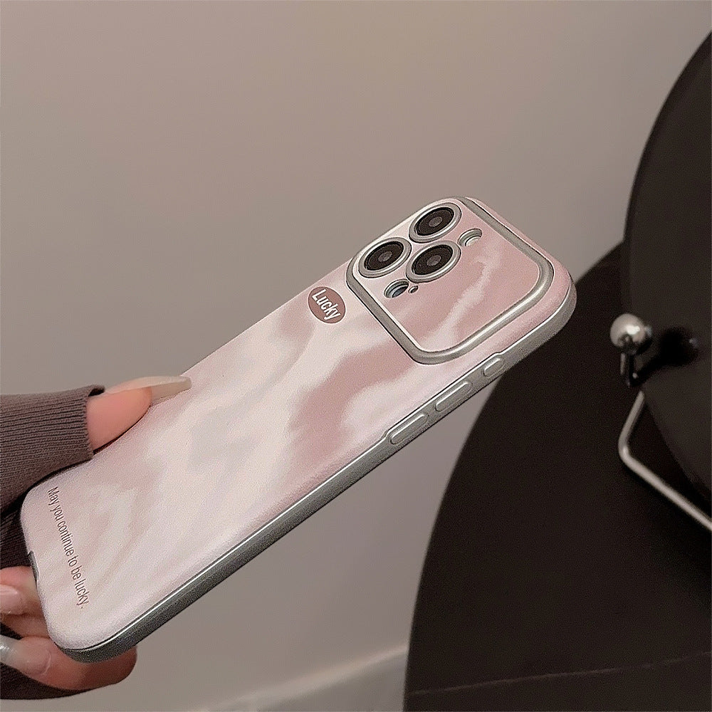 くすみピンクマーブル｜レザー調iPhoneケース