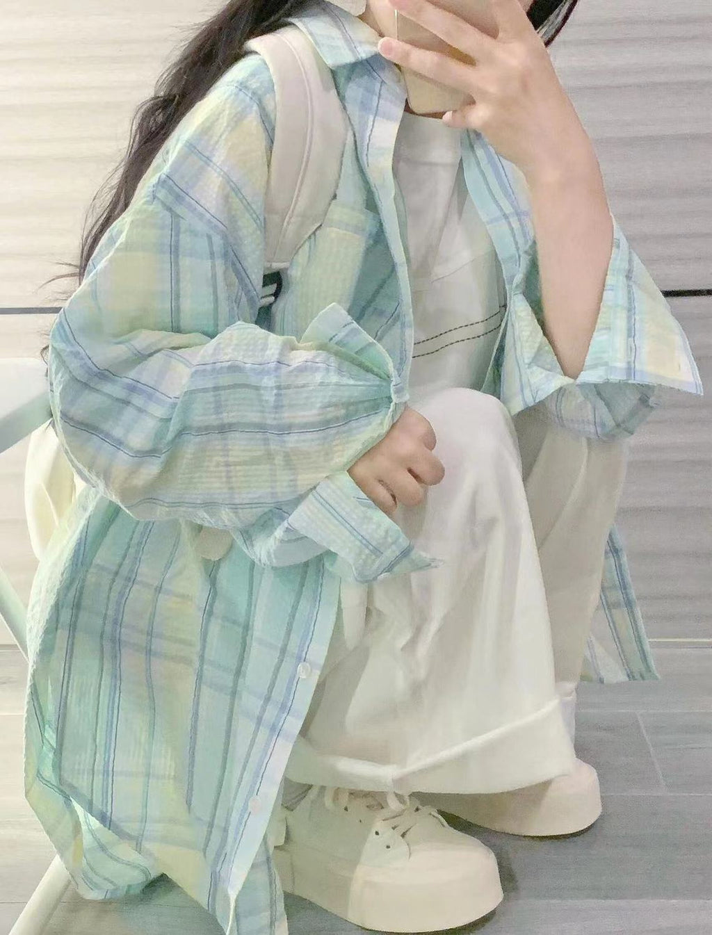 ミントチェック｜ゆるシルエットシャツ