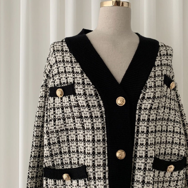 ツイードチェックカーディガン