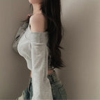 ワンショルダークロップスウェット