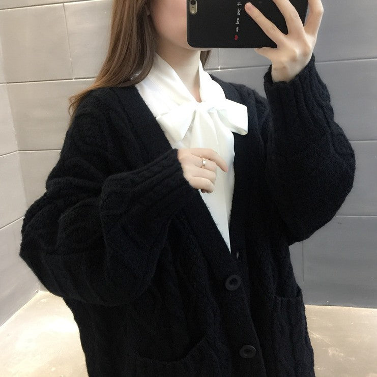 ケーブルニットオーバーカーディガン