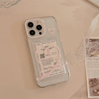 ハートリボン×クリアデザイン｜カード収納付きiPhoneケース