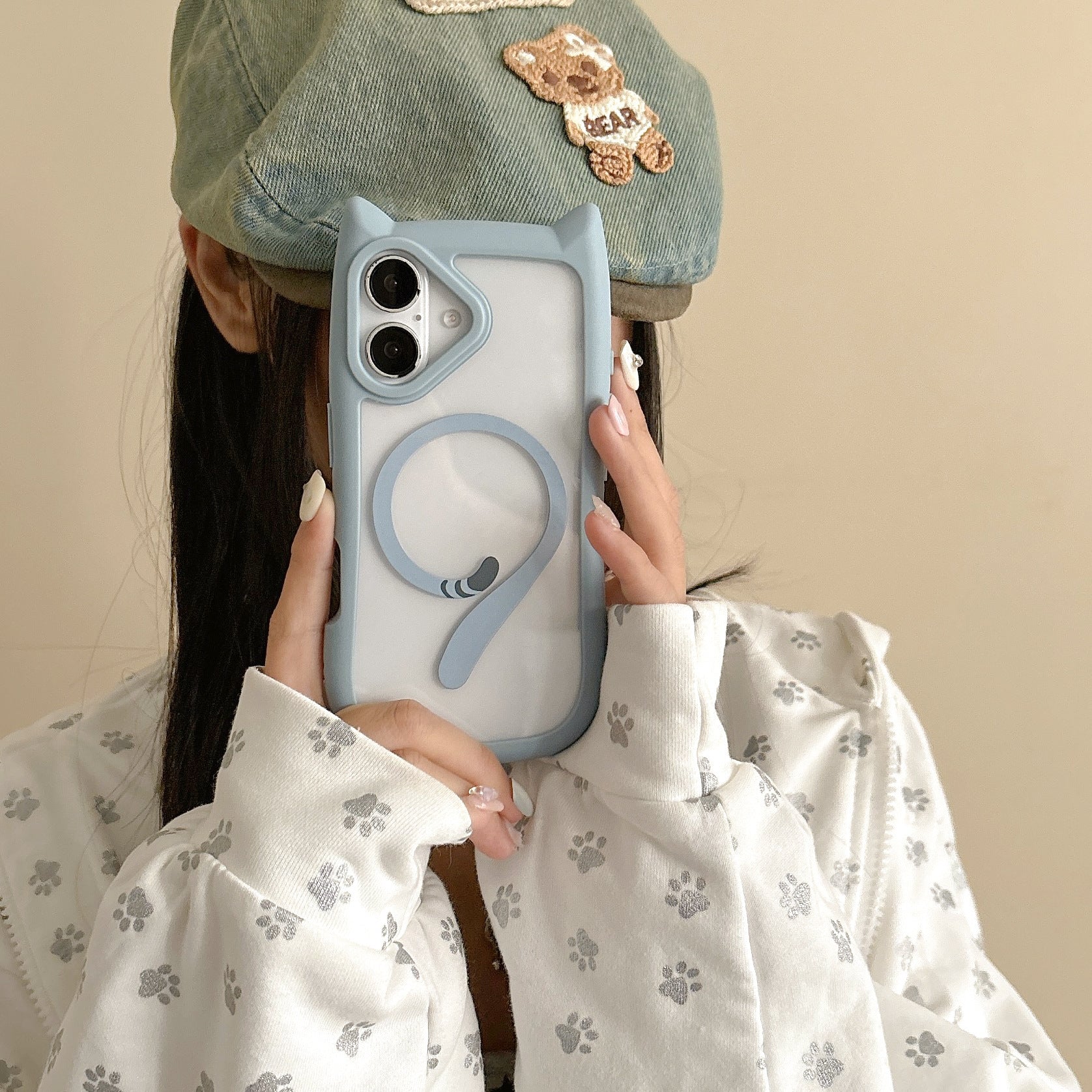 【MagSafe対応】ねこみみ＆しっぽ｜デザインiPhoneケース