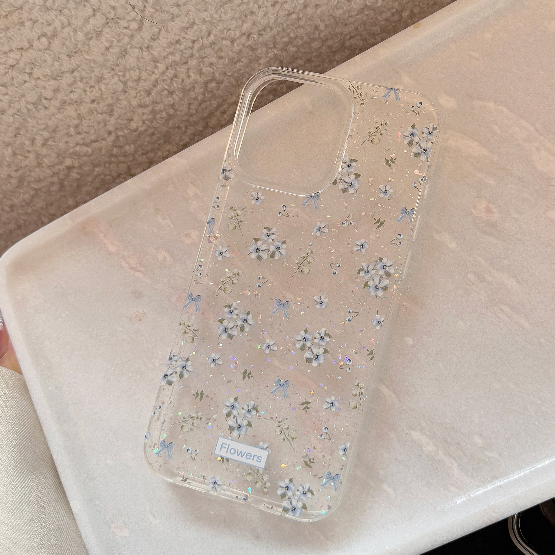 ブルーフラワー｜クリアiPhoneケース