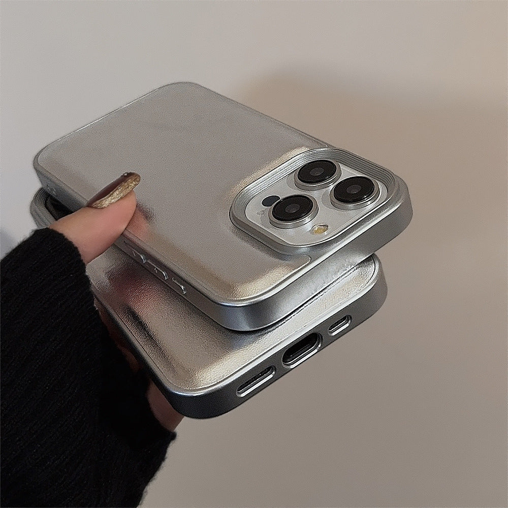 シルバーグロス｜レザー調iPhoneケース