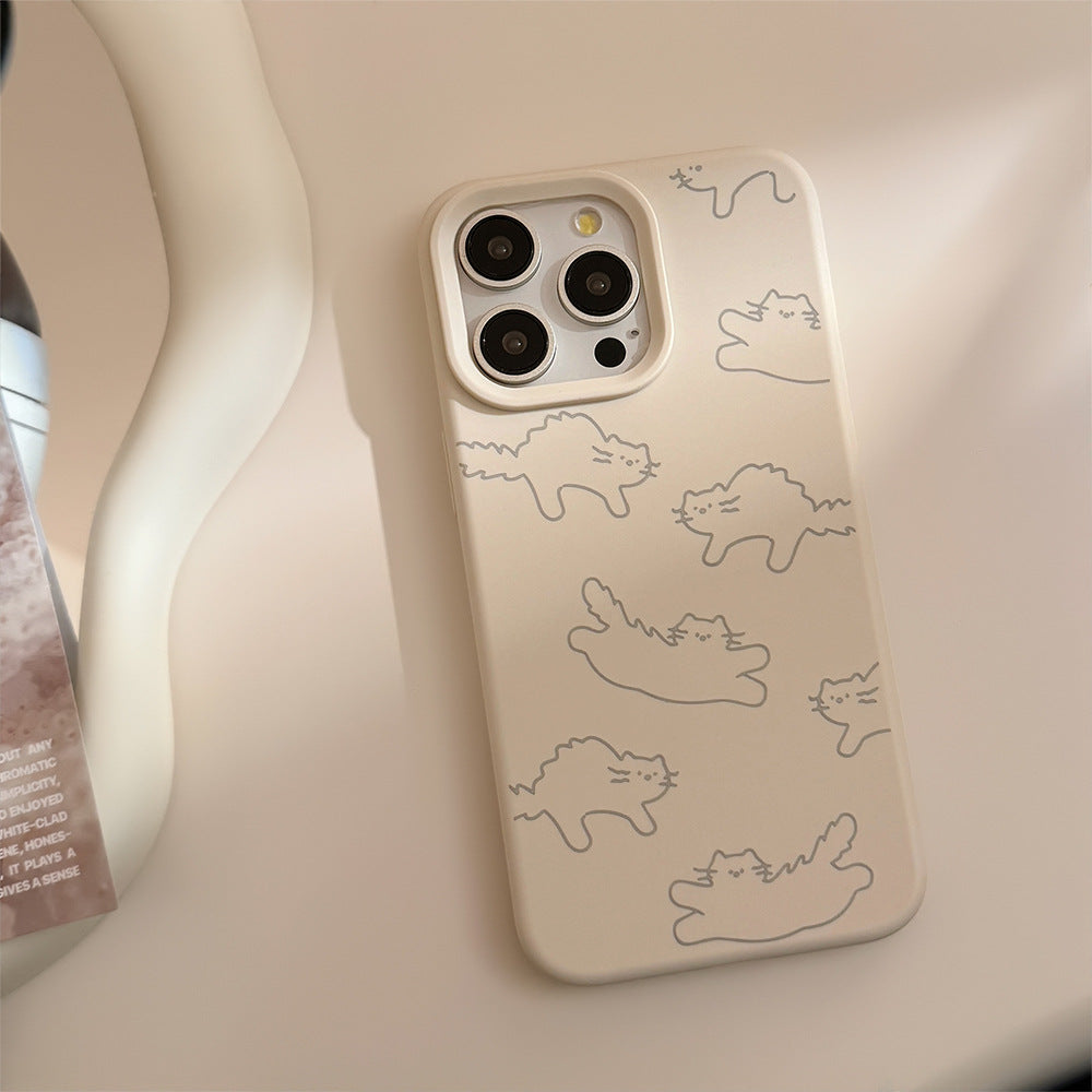 ゆるっとねこ柄｜ナチュラルベージュiPhoneケース