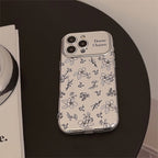 フラワーパターン｜レザー調シルバーiPhoneケース