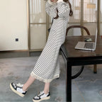 ラフかわボーダー｜フリンジ付きロングワンピース