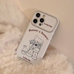 くま＆子犬イラスト｜レザー調ホワイトiPhoneケース