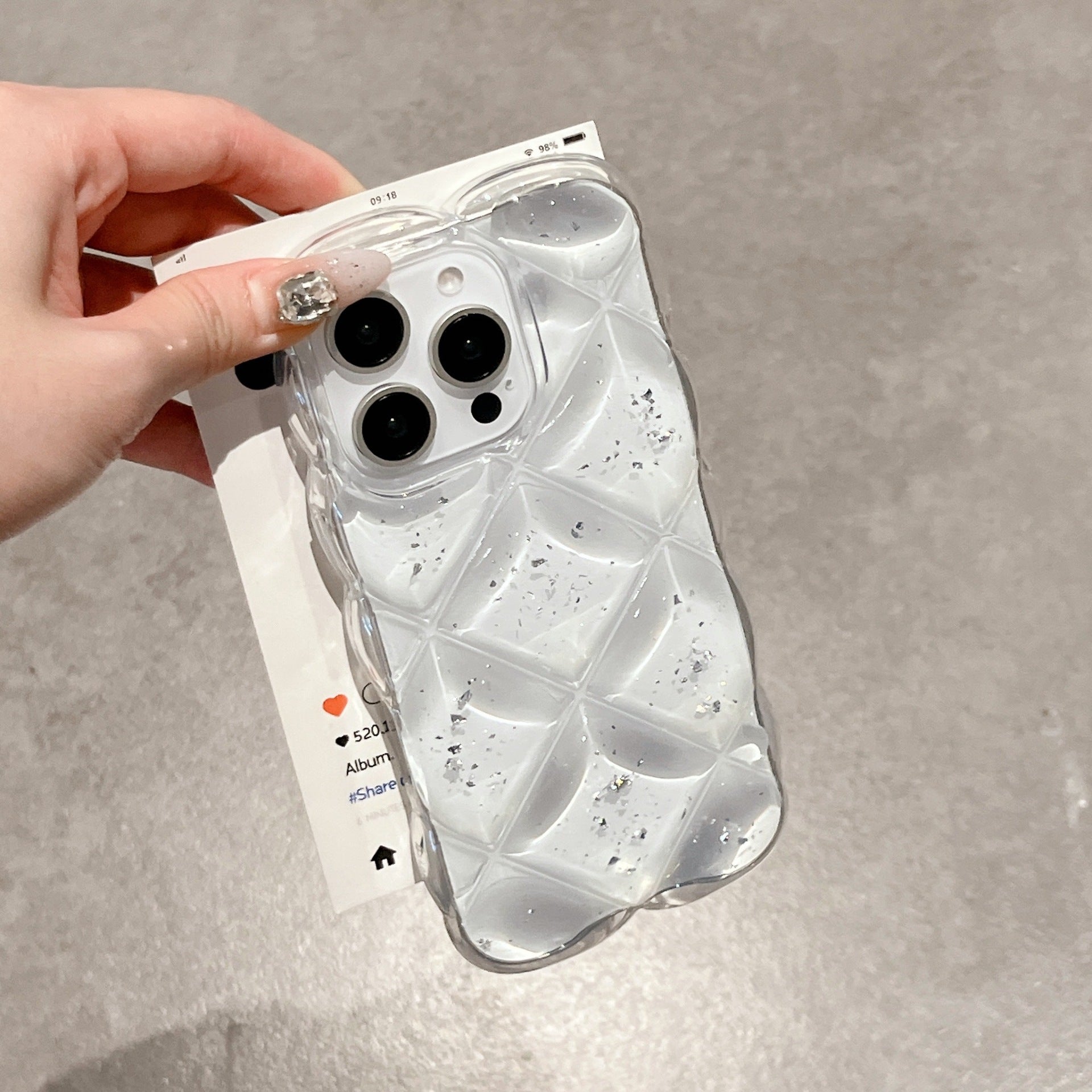 クリアキルティングラメiPhoneケース