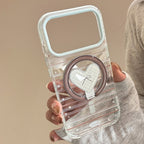 クリアギンガムハートスタンドiPhoneケース