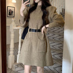 ベルト付きで着映える｜ニットワンピース