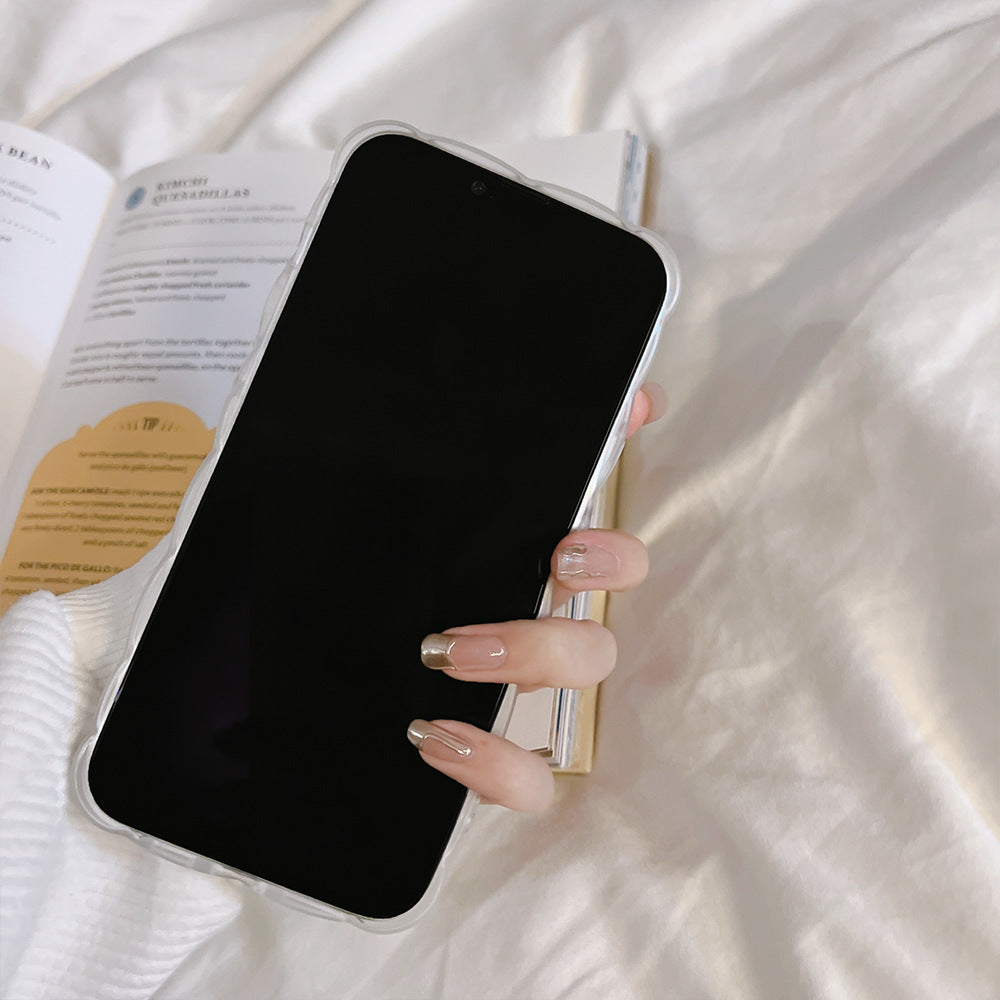 くま＆フラワー｜波打ちデザインiPhoneケース