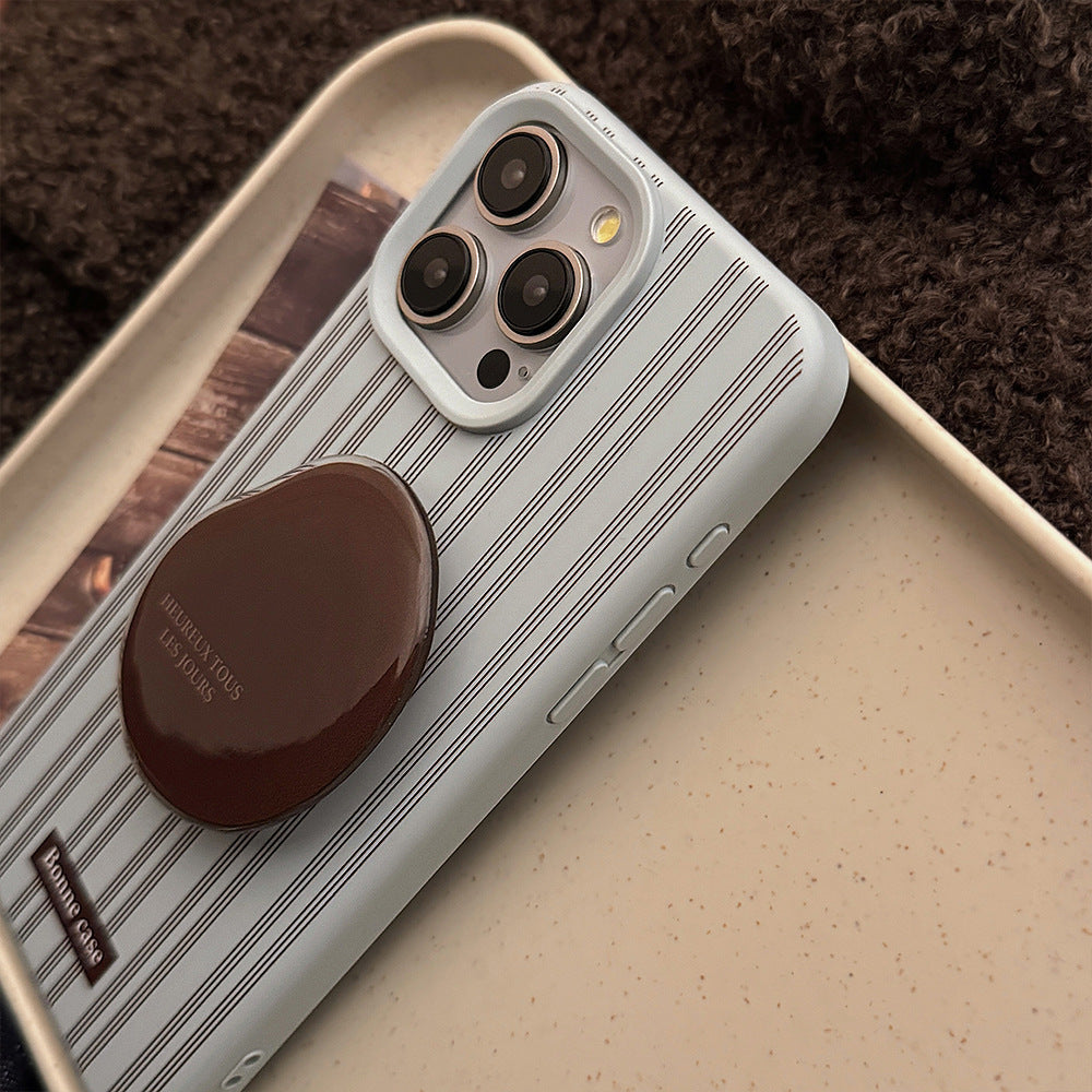 落ち着きストライプ｜ぷっくりグリップ付き iPhoneケース
