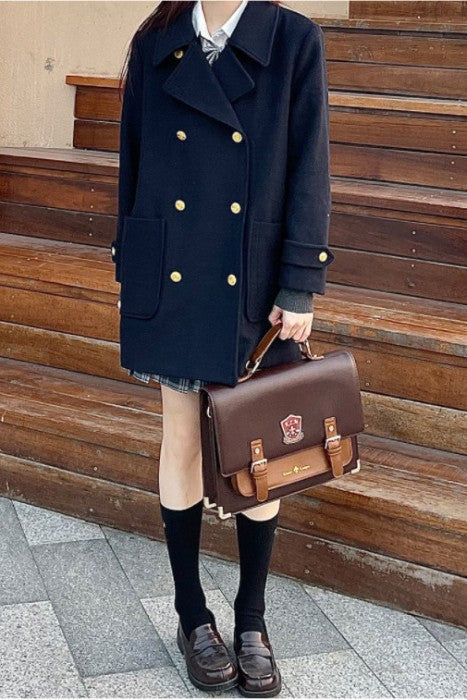 ダブルボタンショートコート