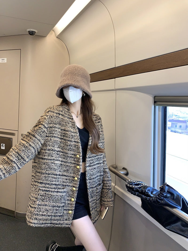 ツイードチェックオーバージャケット