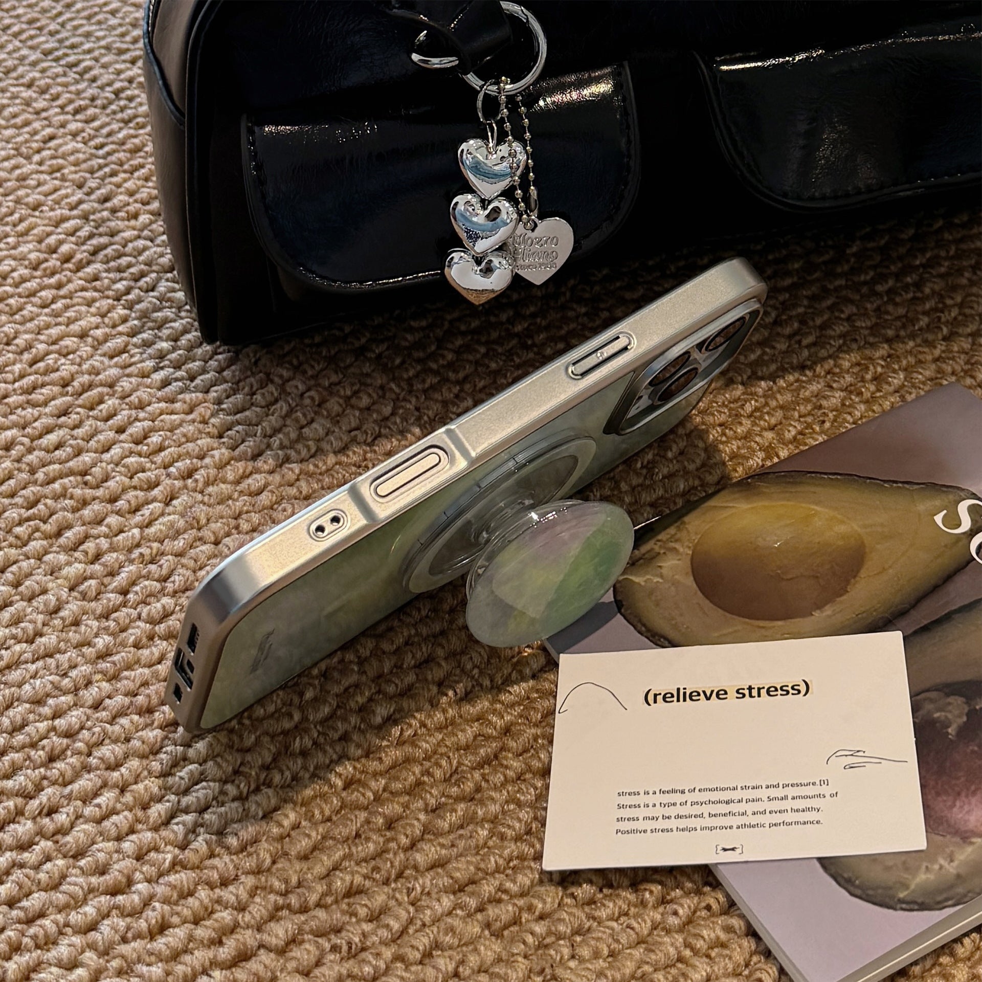 【MagSafe対応】ミントマーブル｜スタンド付きiPhoneケース